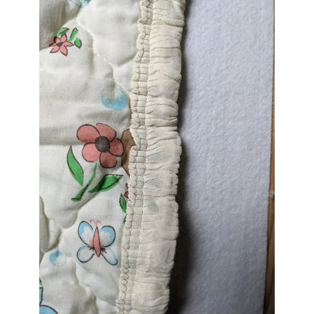 Vintage Baby Quilt Bears Bubbles Flowers 33x54 Inch‎